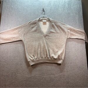 Vintage Track & Court Sweatshirt Mens Large  Gray V Neck